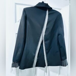 Elegant Black Jacket with Fringe Detailing